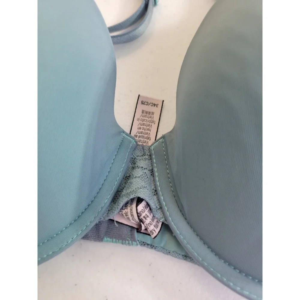 Victoria's Secret Lined‎ Demi Bra Underwire Lace Back Romantic Blue Women 34C